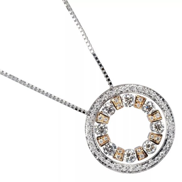 Damiani Belle Epoque Round S Necklace 0.8" model K18 white gold/K18 Pink G... - Picture 1 of 10
